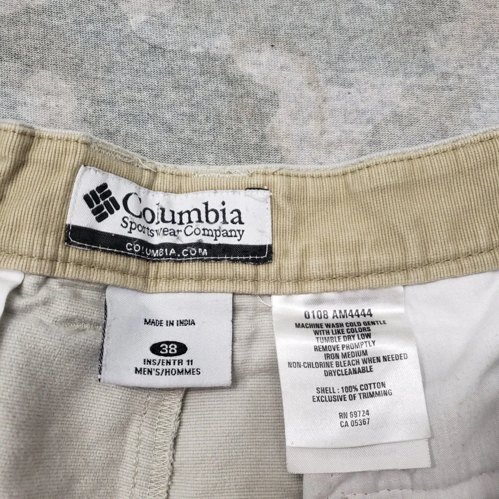 Columbia Shorts Mens 38 Green Canvas Outdoor Pockets Hiking Camp Travel
